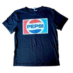 Y2K Faded Pepsi Logo Black Short Sleeve Tee Unisex Women's Size Small